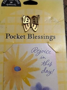 Expressions Yellow Floral Pocket Blessings with Gold Butterfly Pin